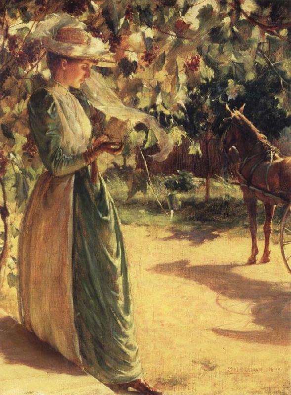 Charles Courtney Curran Woman with a horse oil painting picture